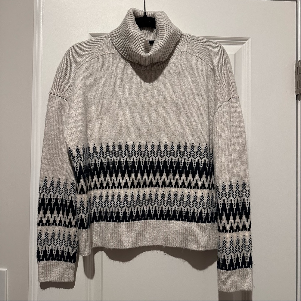 Cozy Gray and Navy Turtleneck Sweater